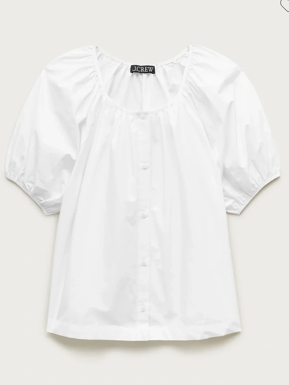 J crew Puff-sleeve button-up top in cotton poplin